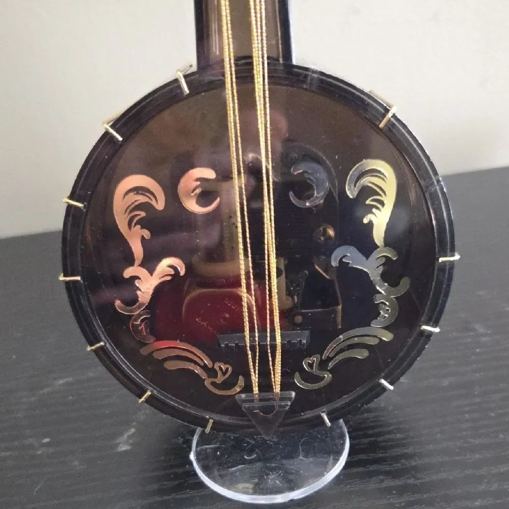 Decorative Black and Gold Banjo Figurine